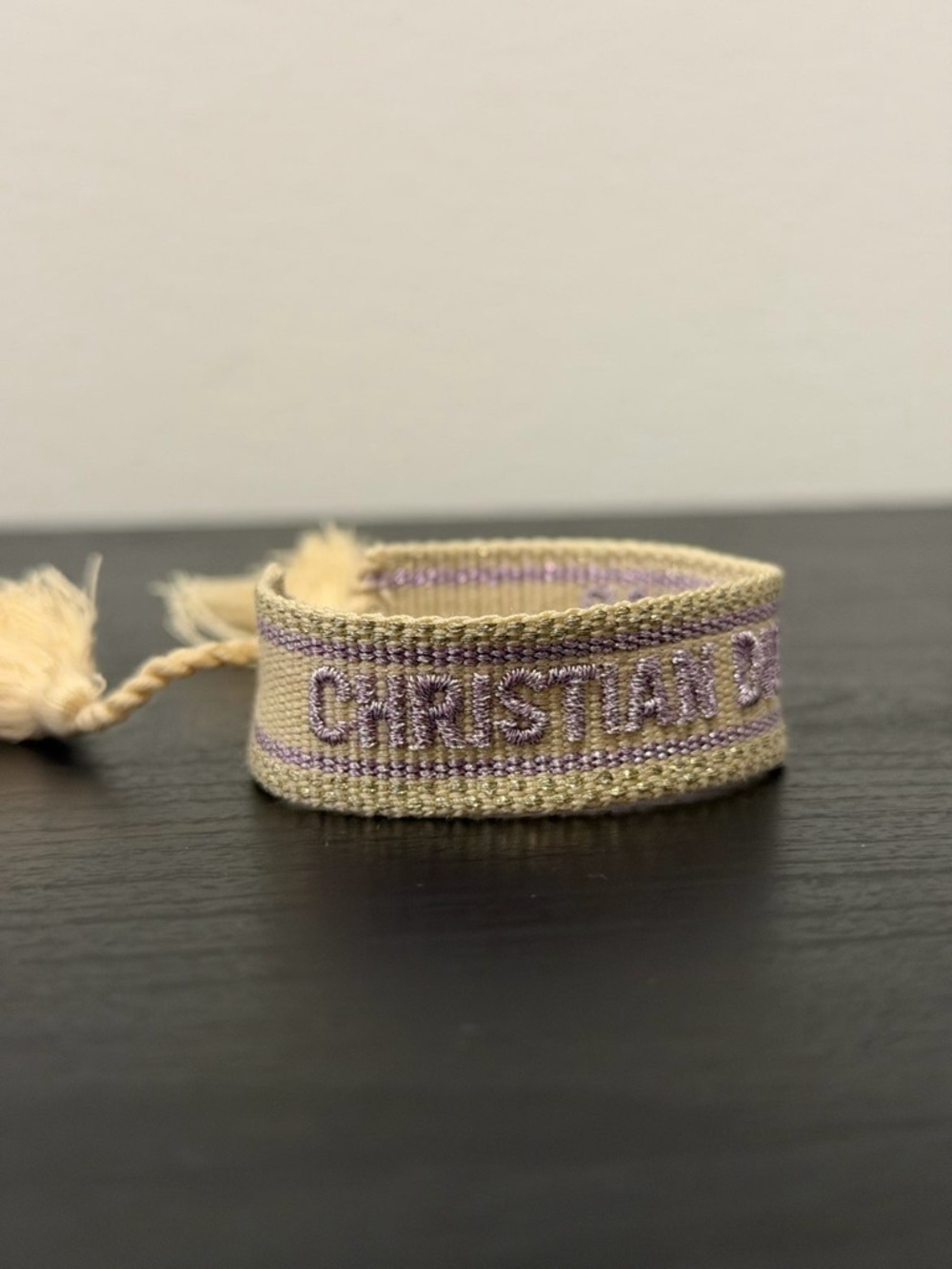 Christian Dior J’adior Beige & Lavender Embroidered Bracelet adjustable